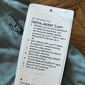 NWT Lululemon Teal Define Jacket